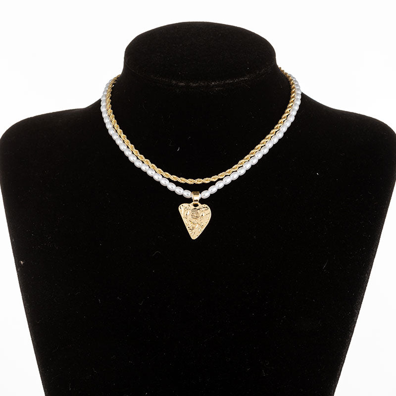 Vintage Baroque Irregular Pearl Lock Chains Necklace