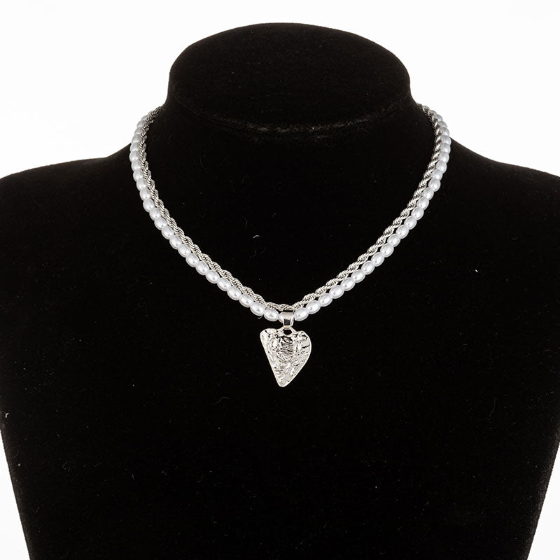 Vintage Baroque Irregular Pearl Lock Chains Necklace