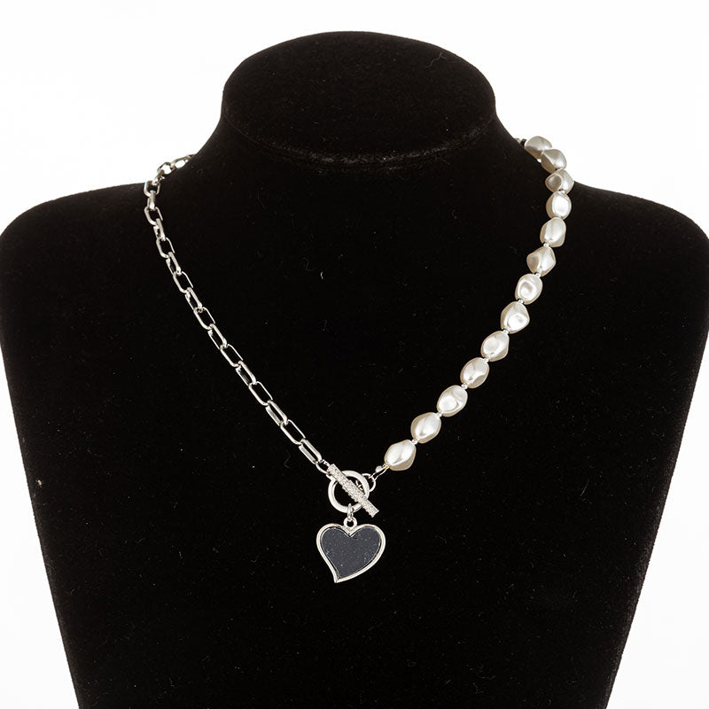 Vintage Baroque Irregular Pearl Lock Chains Necklace