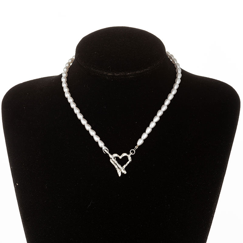 Vintage Baroque Irregular Pearl Lock Chains Necklace