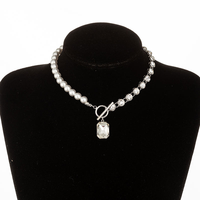 Vintage Baroque Irregular Pearl Lock Chains Necklace