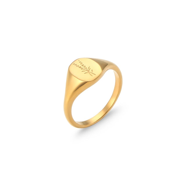 18k Gold Plated Lavender Sunflower Signet Rings