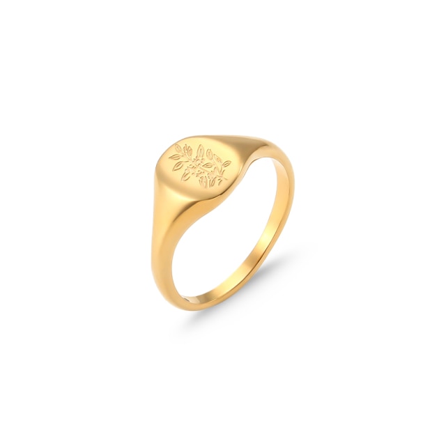 18k Gold Plated Lavender Sunflower Signet Rings
