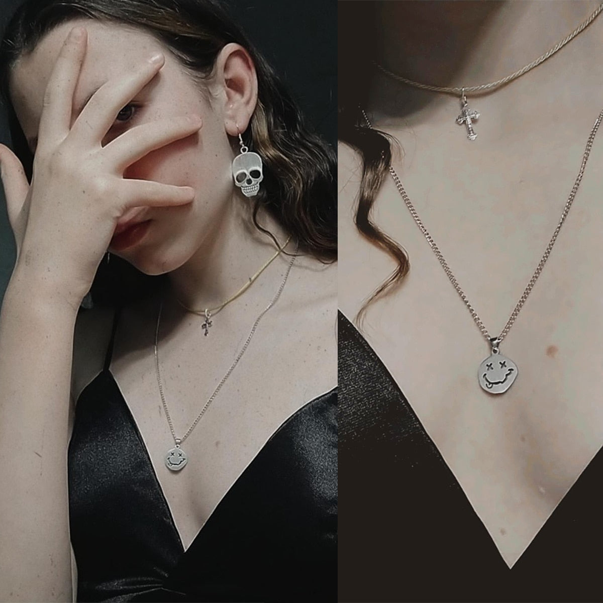 Goth Hip Hop Egirl Chain Smile Pendant