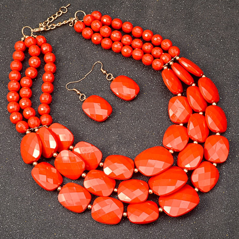 Multi layer  Luxury Statement Choker Necklace Jewellery Sets