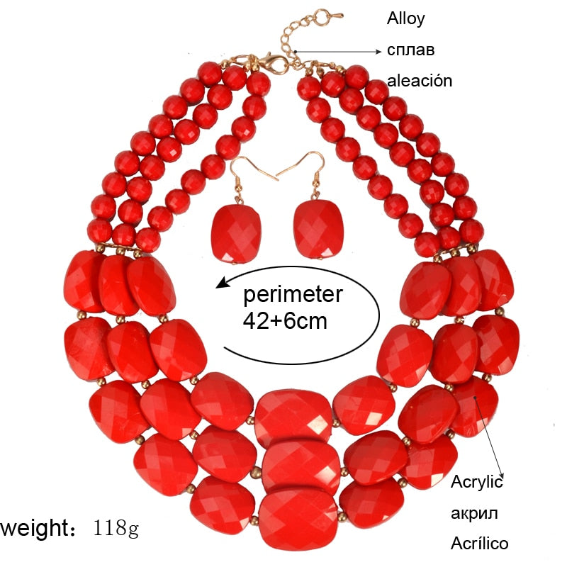 Multi layer  Luxury Statement Choker Necklace Jewellery Sets