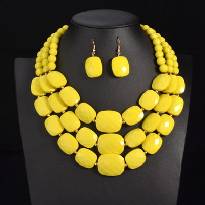 Multi layer  Luxury Statement Choker Necklace Jewellery Sets
