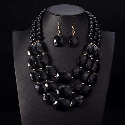 Multi layer  Luxury Statement Choker Necklace Jewellery Sets