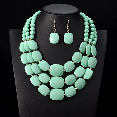 Multi layer  Luxury Statement Choker Necklace Jewellery Sets