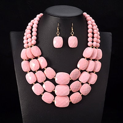 Multi layer  Luxury Statement Choker Necklace Jewellery Sets