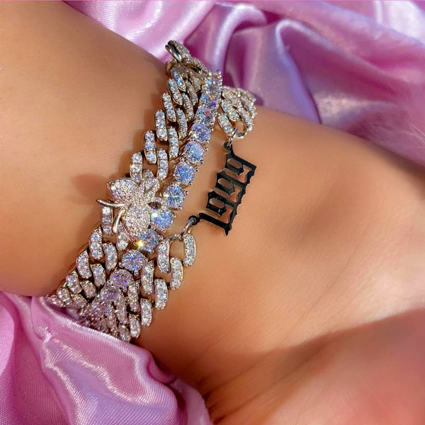 Pulsera tobillera con diamantes de imitación de playa (años 1980-2021) para mujer