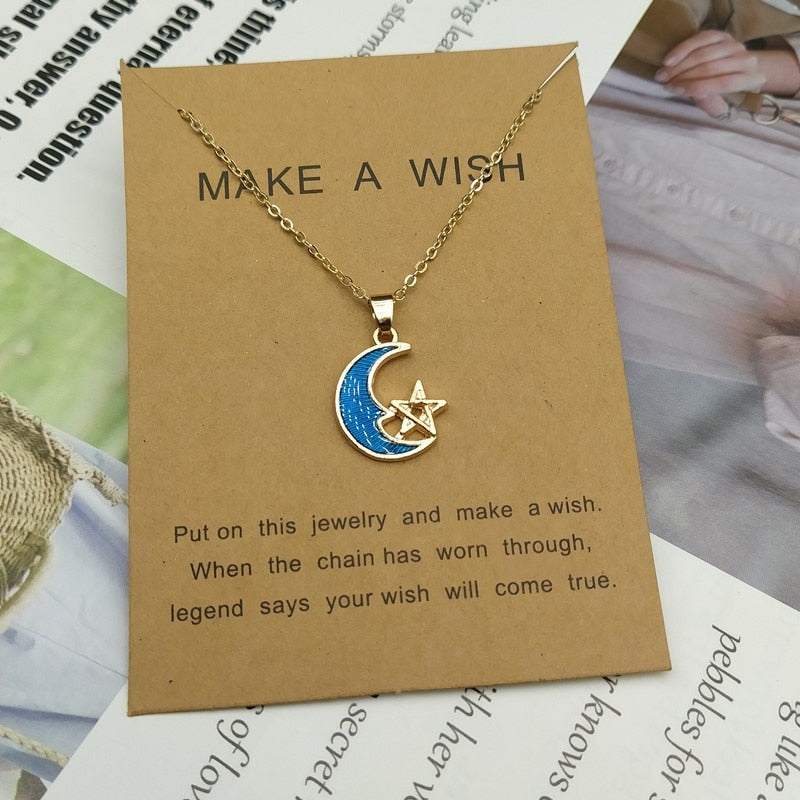 Enamel Star Moon Planet Pendant
