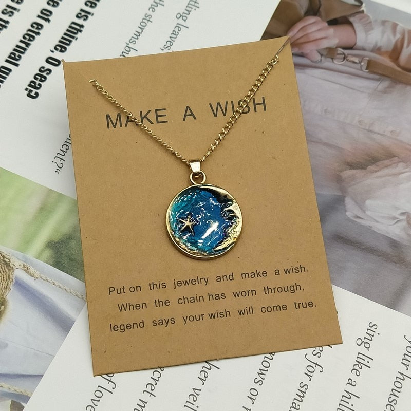 Enamel Star Moon Planet Pendant