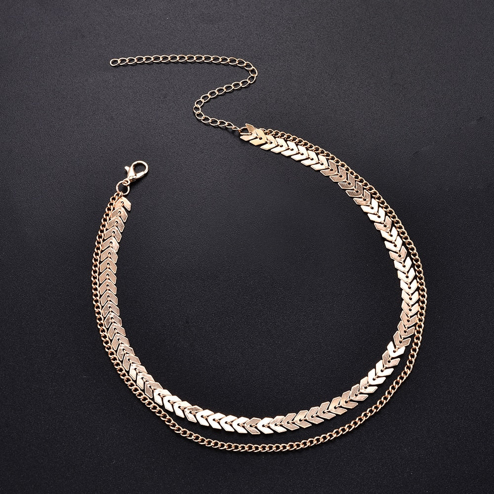 Fashion Women Lady Elegant V Sequins Chain Necklace