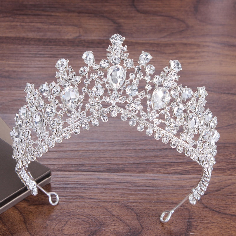 Rhinestone Tiaras Crown Necklace Earrings Jewelry Set