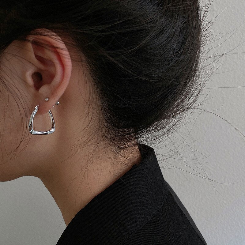 New Korean Metal Round Hoop Earrings