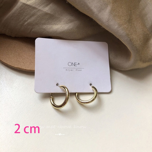 New Korean Metal Round Hoop Earrings