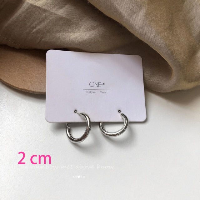 New Korean Metal Round Hoop Earrings