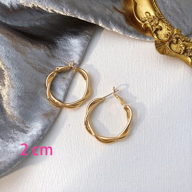 New Korean Metal Round Hoop Earrings