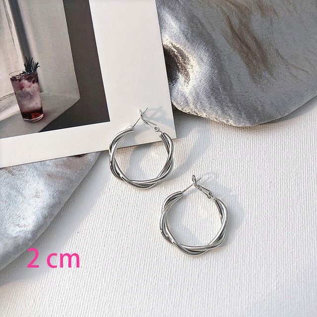 New Korean Metal Round Hoop Earrings