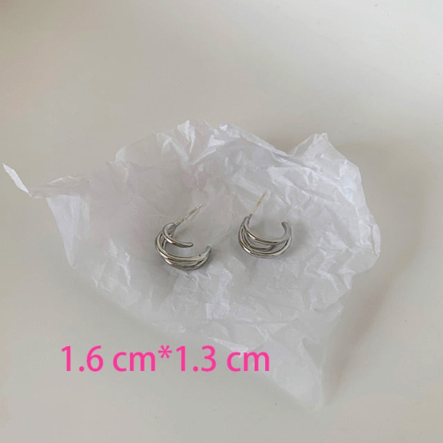 New Korean Metal Round Hoop Earrings