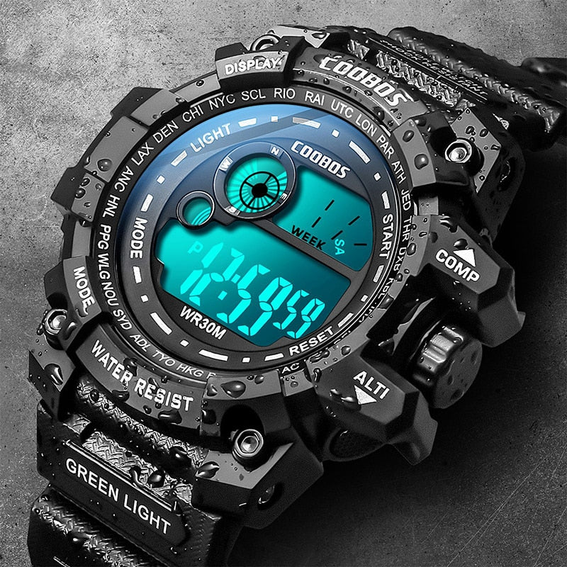 Boys Waterproof LED Cool Luminous Digital Watch