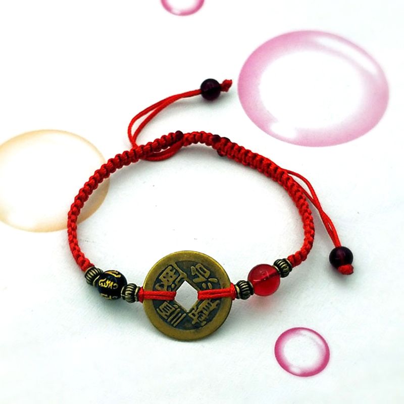 Buddhism Six Words Ancient Coin Kabbalah Red String Bracelets