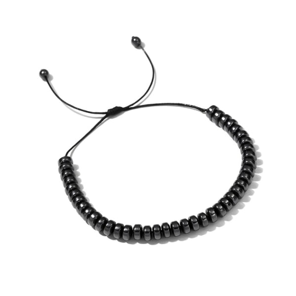 Pulsera elástica de hematita negra con cuentas de piedra negra para el cuidado de la salud