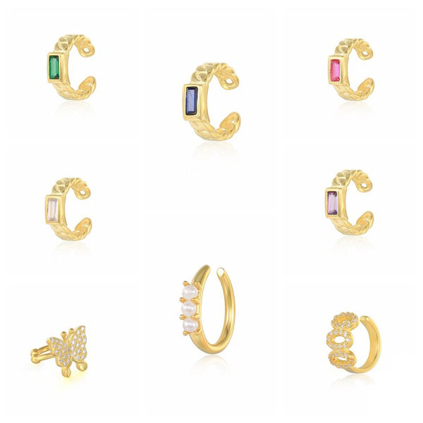 Pendientes de clip con circonita 925 para mujer