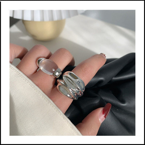 Anillo de metal geométrico para dedo índice para mujer