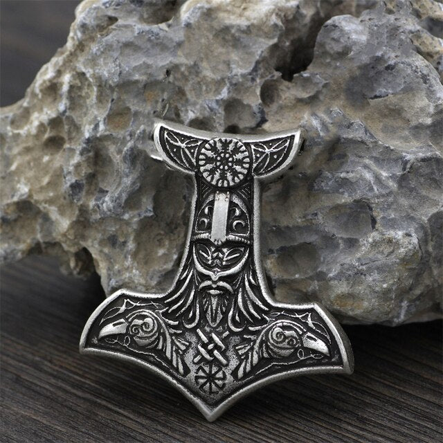 Thor's Hammer Mjolnir Pendant Mens Axe Necklace