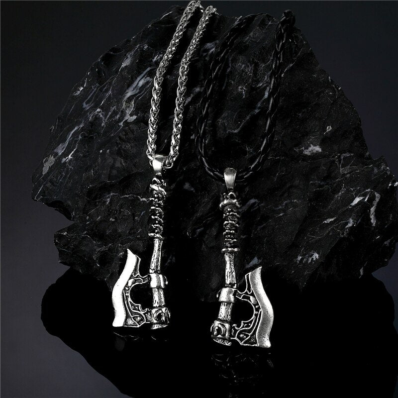 Nordic Vikings Celtic Wolf Raven Axe Pendant