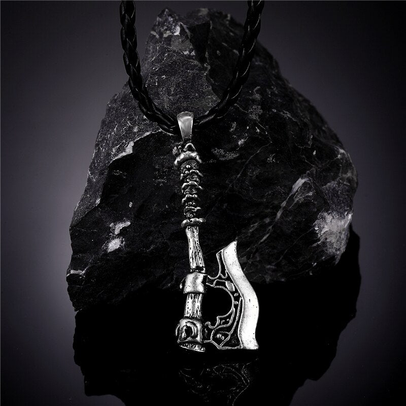 Nordic Vikings Celtic Wolf Raven Axe Pendant