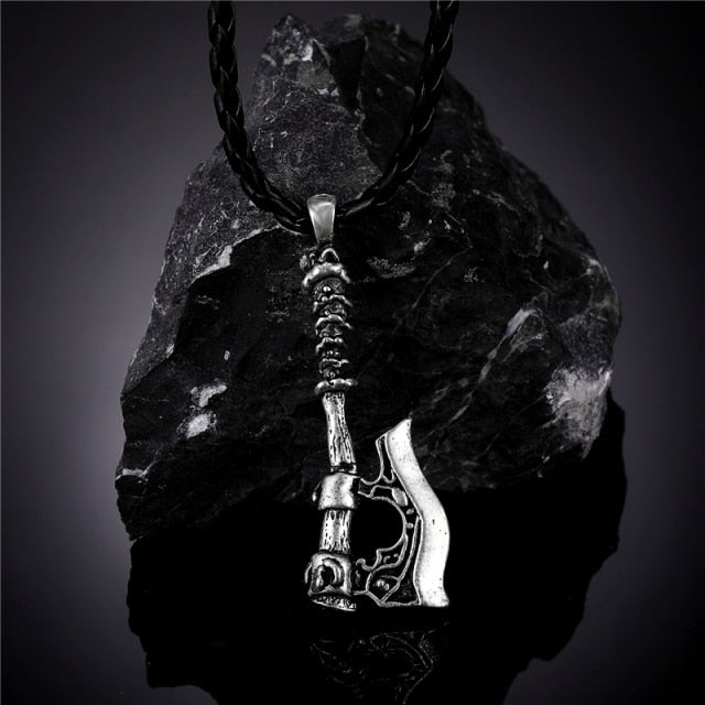 Nordic Vikings Celtic Wolf Raven Axe Pendant