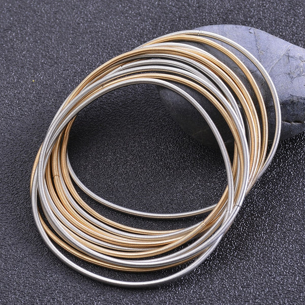 Pulsera de metal elástica de moda, pulsera unisex con dijes