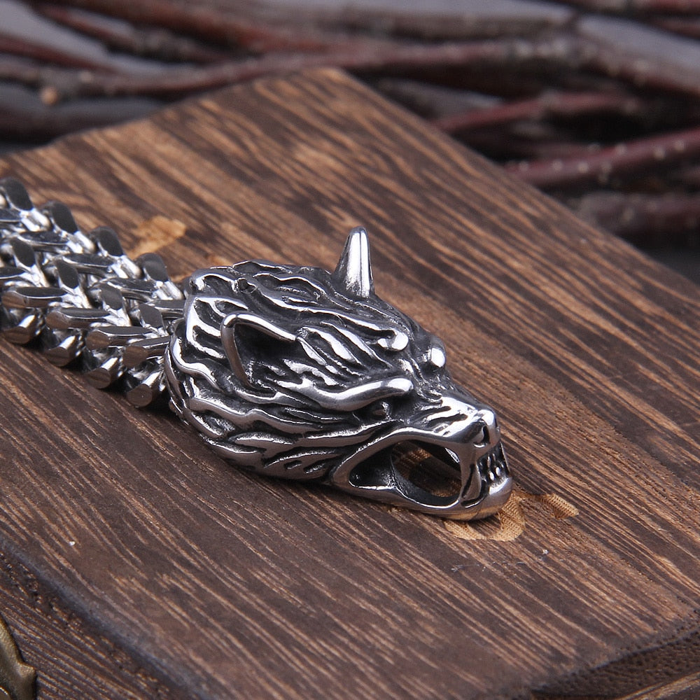 Viking Stainless Steel Mesh Chain Gold Wolf Punk Bracelets