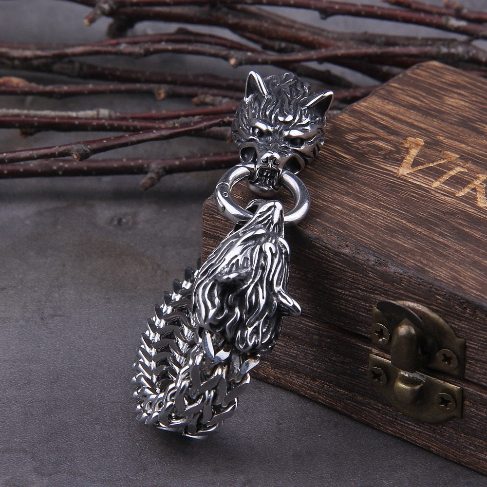 Viking Stainless Steel Mesh Chain Gold Wolf Punk Bracelets