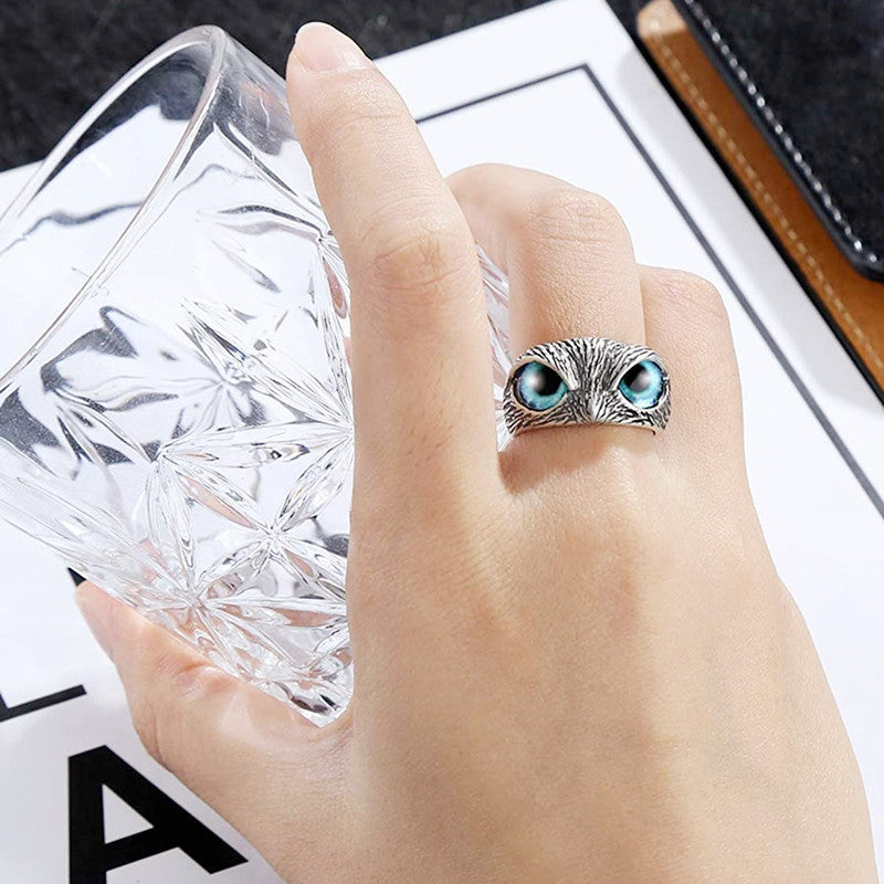 Blue Eyes Owl Ring