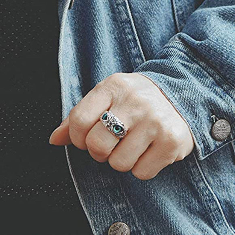 Blue Eyes Owl Ring