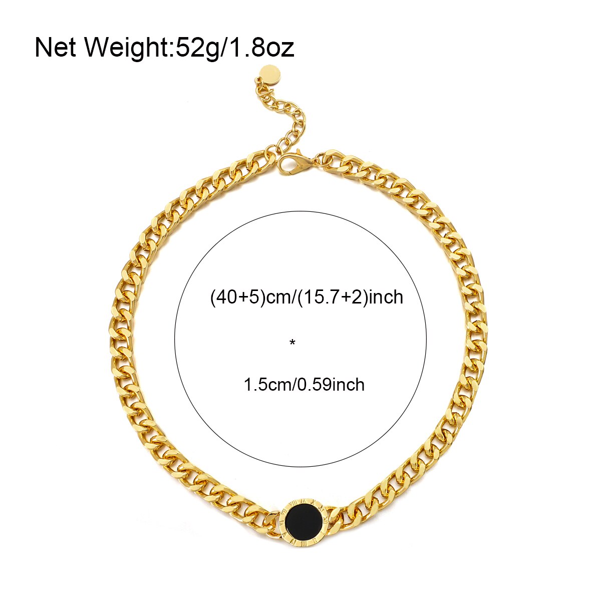 Trendy Roman Numerals Black Round Necklace