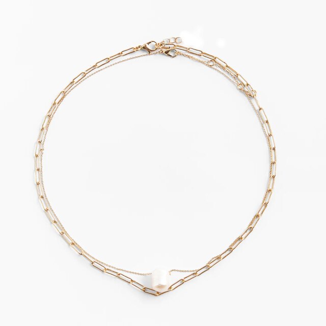ZA Nature Stone Pearl Necklaces