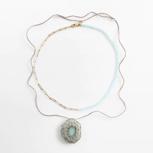ZA Nature Stone Pearl Necklaces