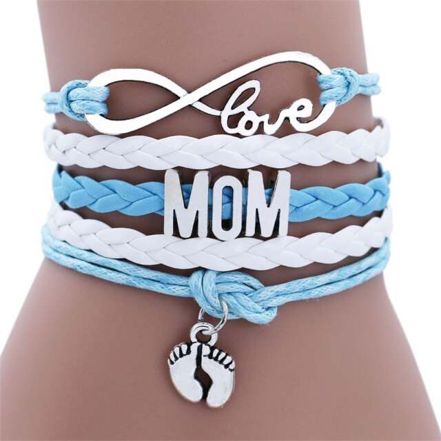 Love MoM Double Foot Chain Bracelet for Women