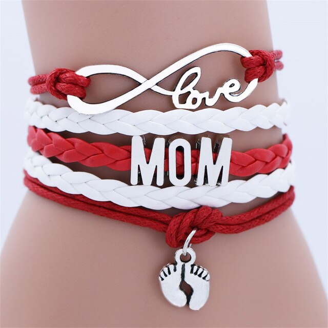 Love MoM Double Foot Chain Bracelet for Women