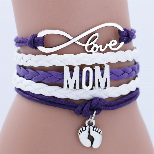 Love MoM Double Foot Chain Bracelet for Women