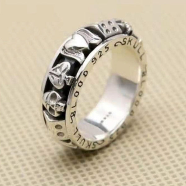 Fashion Playing Card Carving Personality Men's Ring