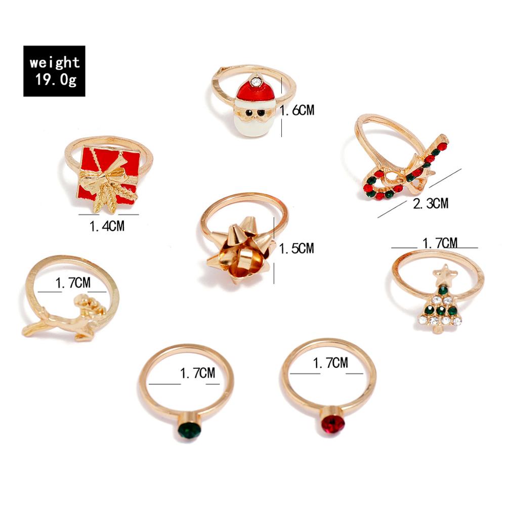 Children Christmas Tree  Snowman Elk Candy Cane Rings Set