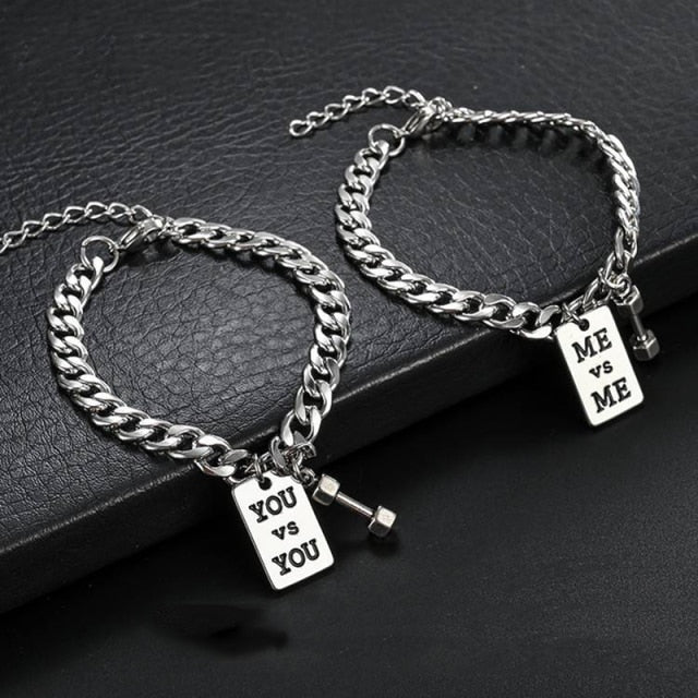 Black Silver Color Solid Chains Unisex Wrist Braceclets