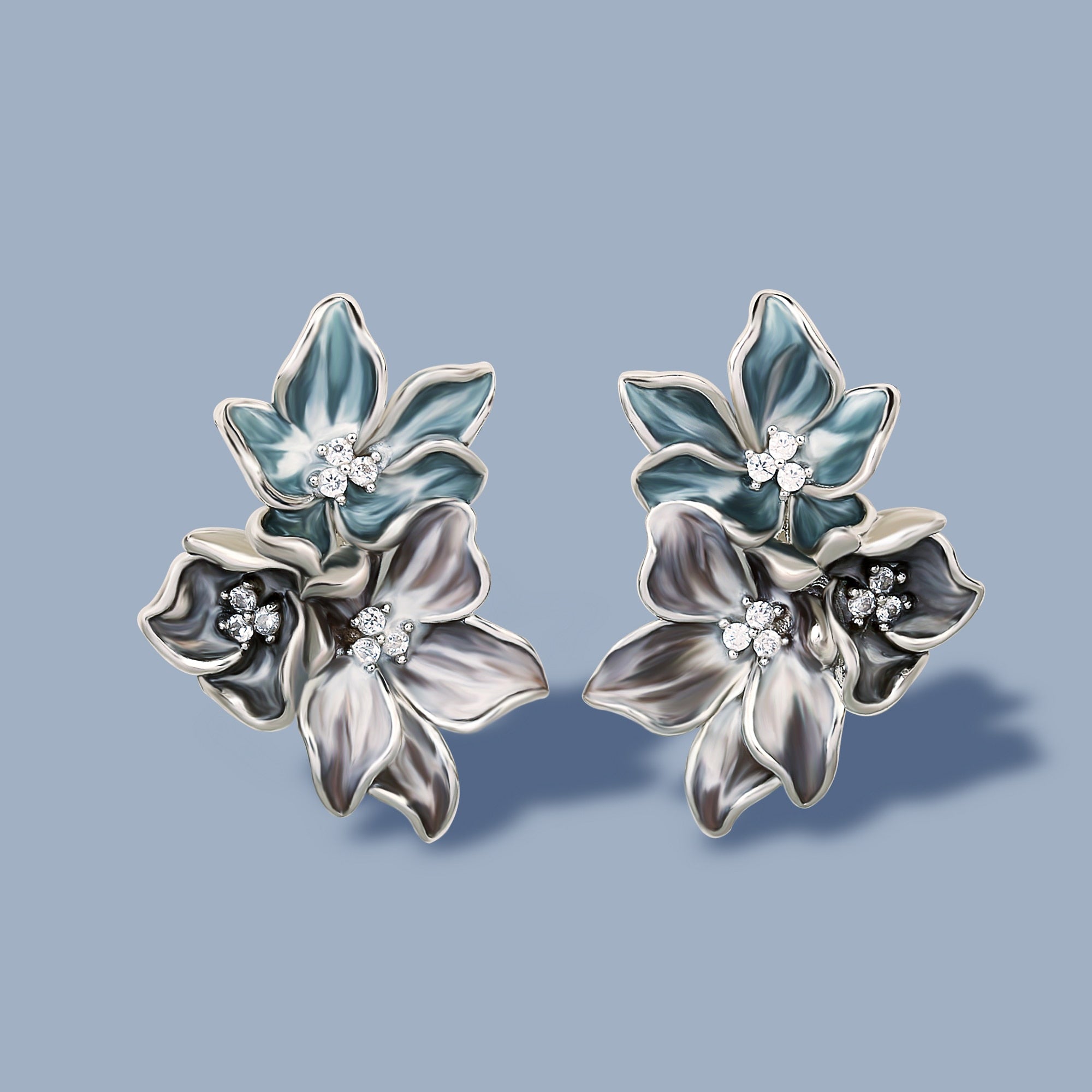 925 Silver Earrings Elegant Flower Shape Earrings