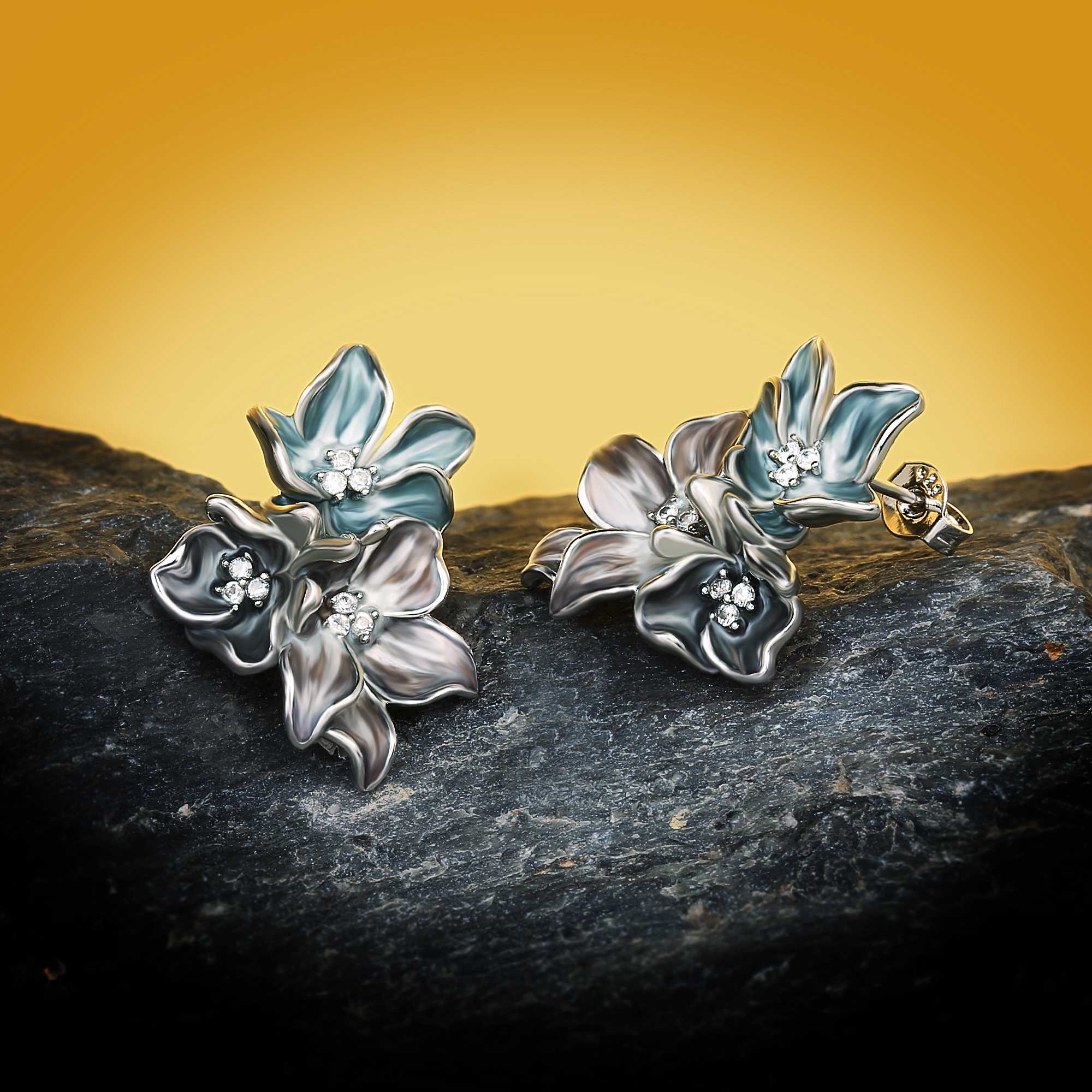 925 Silver Earrings Elegant Flower Shape Earrings